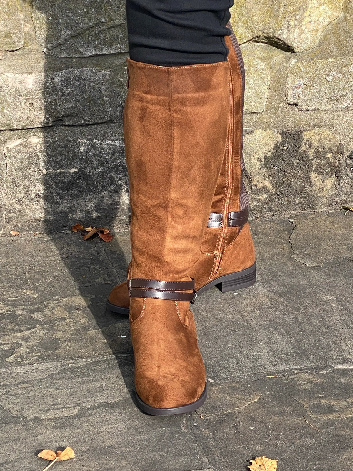 Brown mock suede knee length boot 3-8
