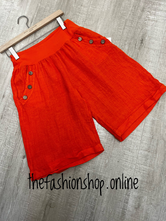Orange linen Bermuda shorts 10-16