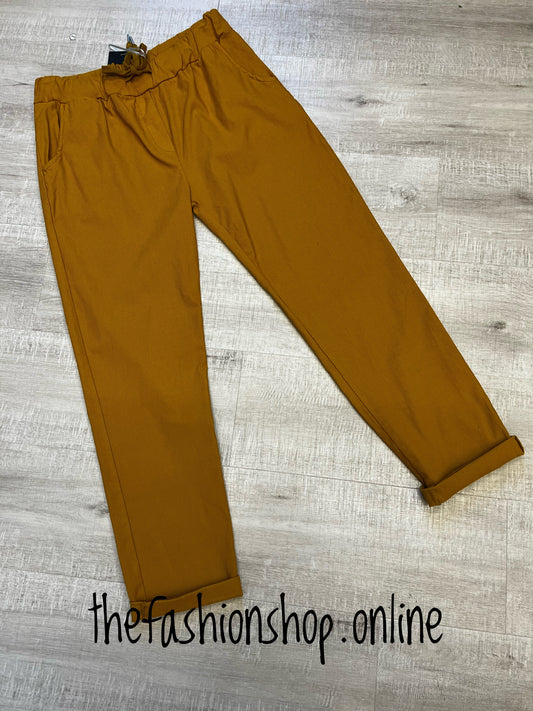 Plus size mustard smooth super stretchy trousers 18-22
