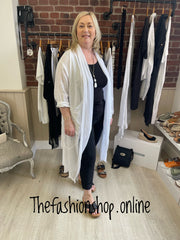 White linen jacket with broderie anglaise panel 12-22