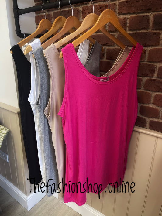 Plus size hot pink quality round neck vest 18-24