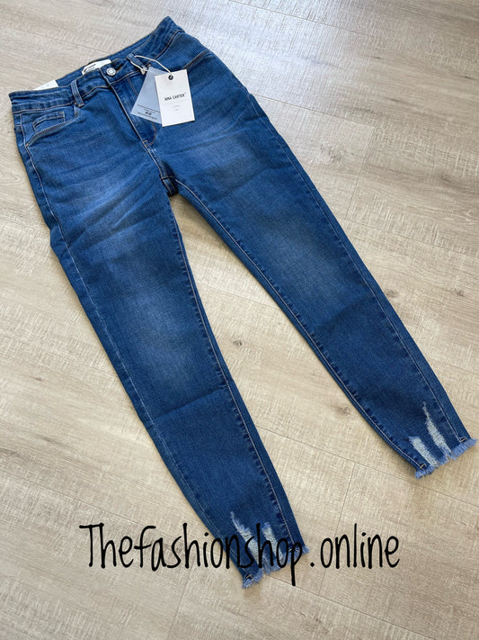 Denim ladies fit frayed edge cropped jeans sizes 12-22
