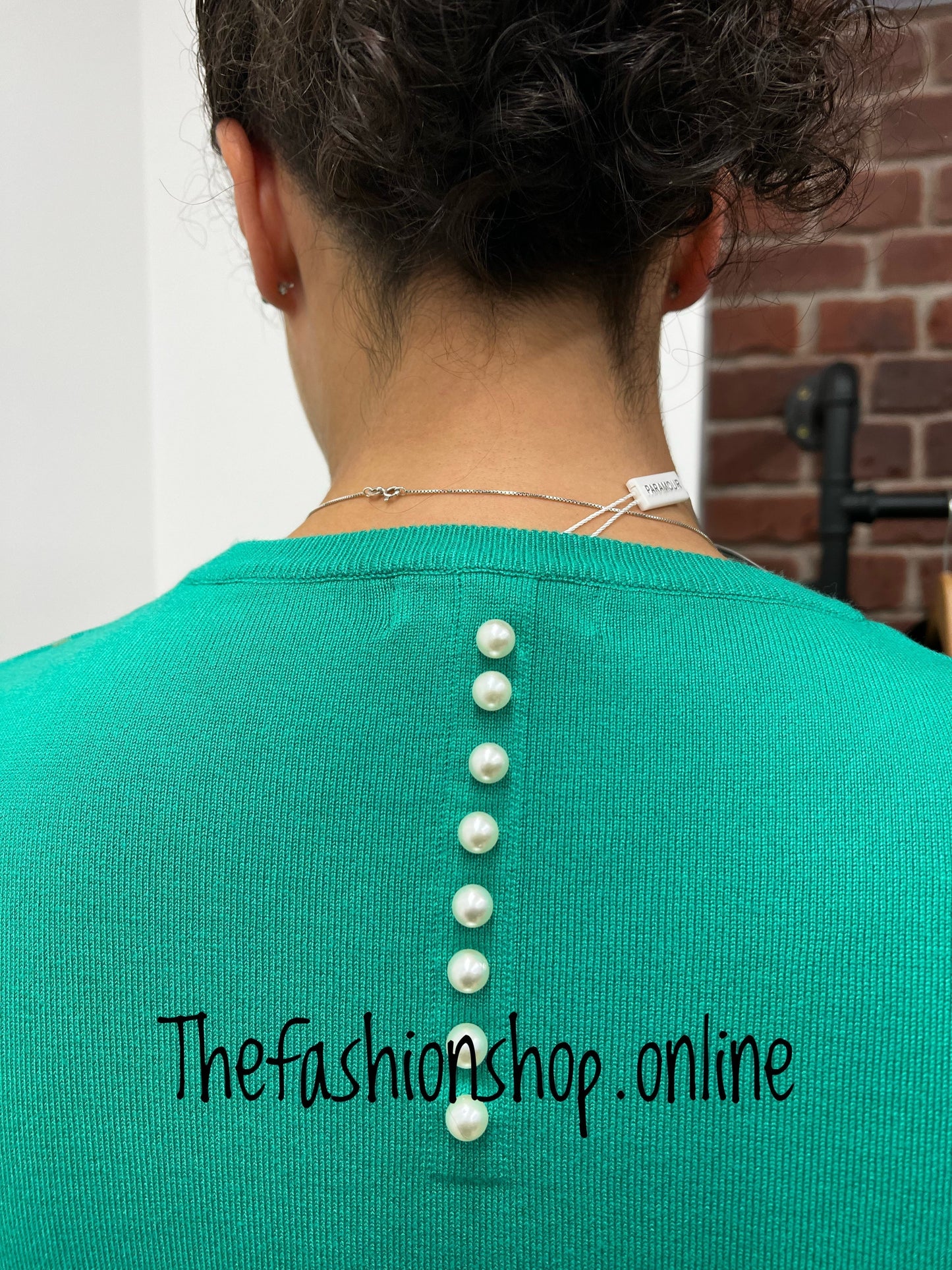 Green pearl detail jumper sizes S-XL