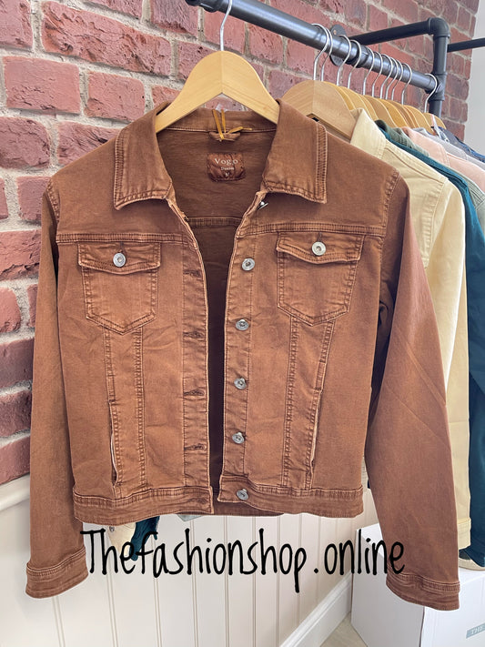 Tan denim style cotton jacket sizes 8-16