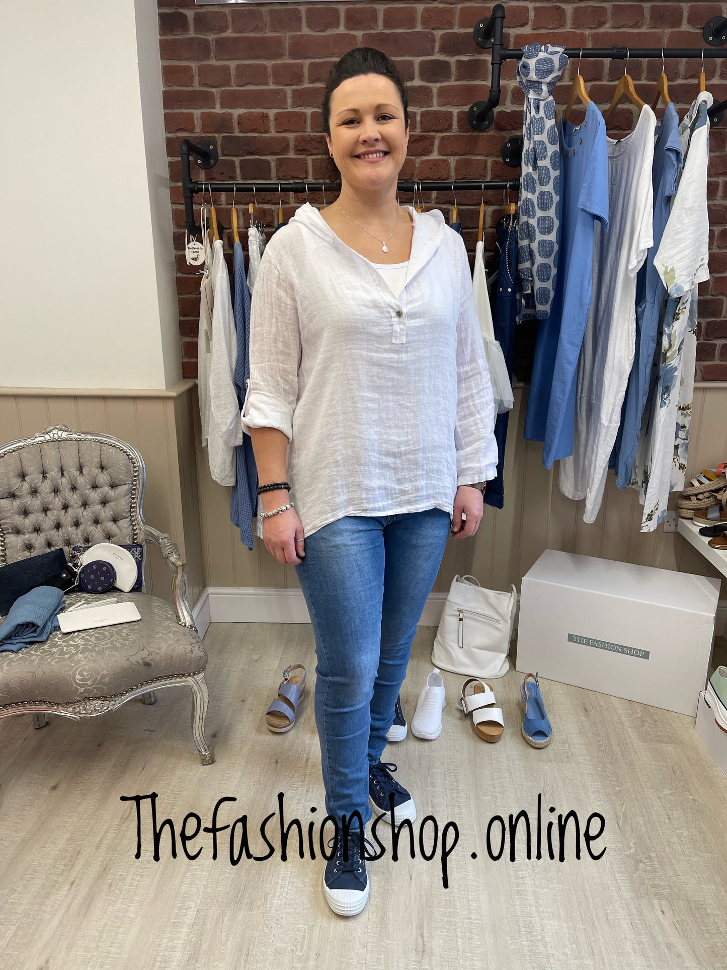 White linen hooded tunic 10-16