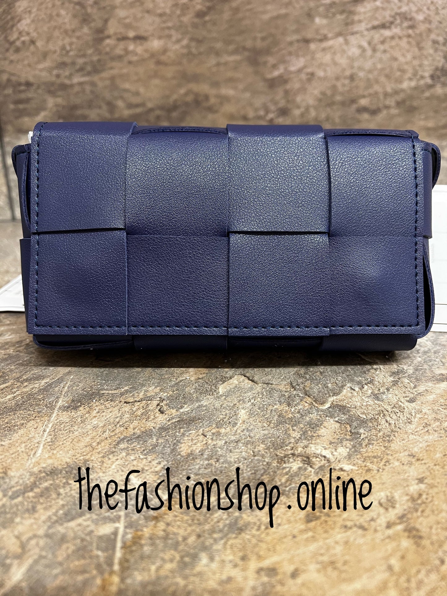 Navy small woven bag