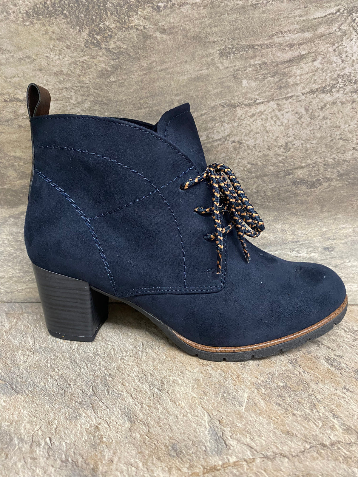 Marco Tozzi navy heeled lace up boot sizes 4-9