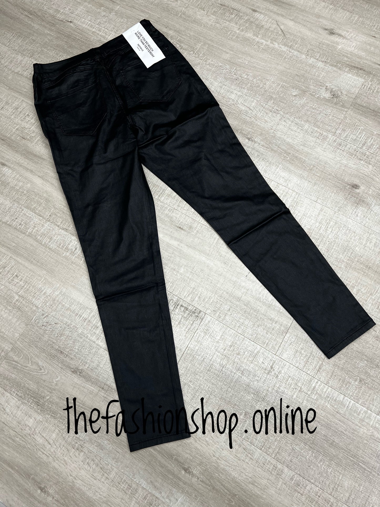 Premium black leather look ladies fit skinny jeans sizes 10-20