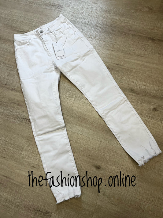 White premium ladies fit frayed edge jeans sizes 10-20