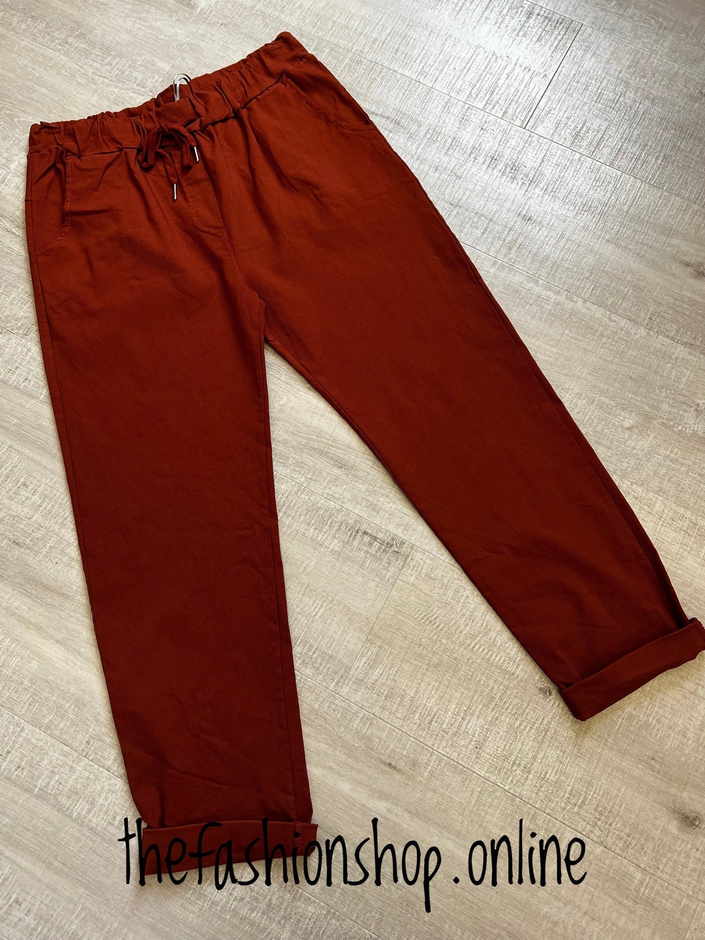 Plus size rust smooth super stretchy trousers 18-22