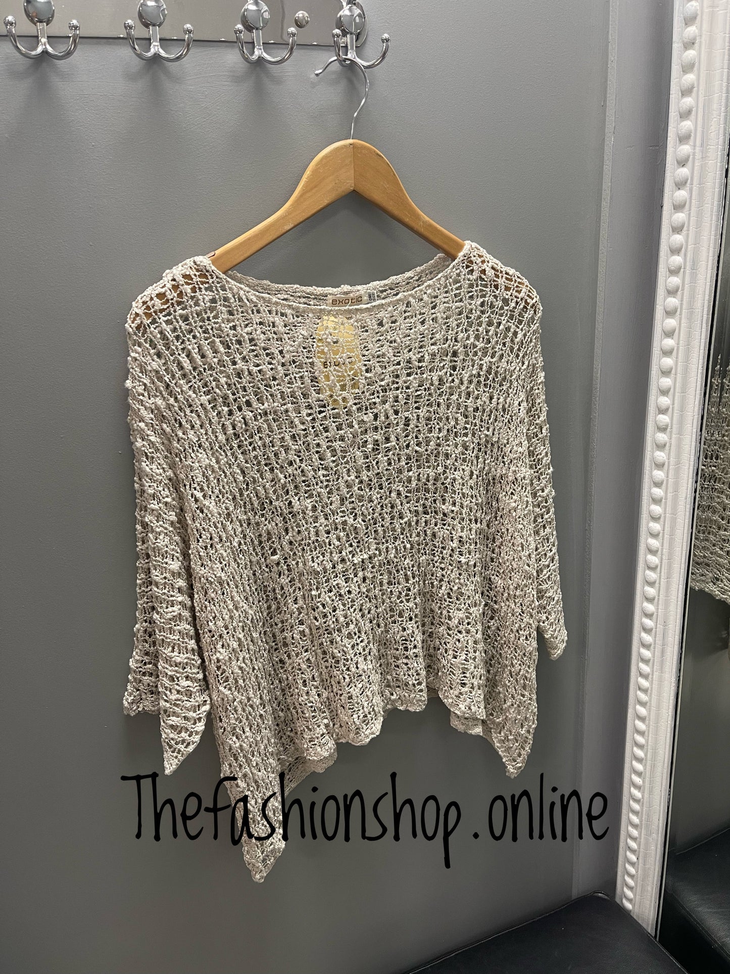 Cream popcorn open knit top 10-20