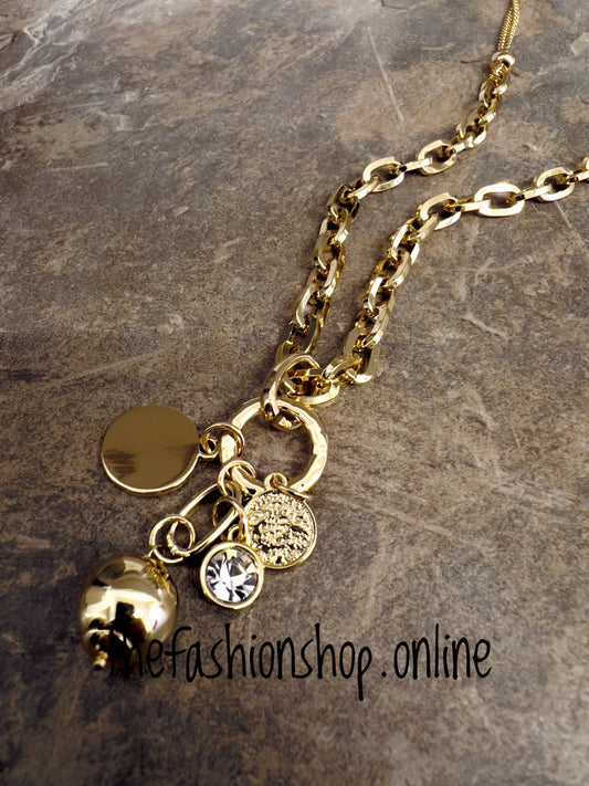 Envy long gold coin necklace