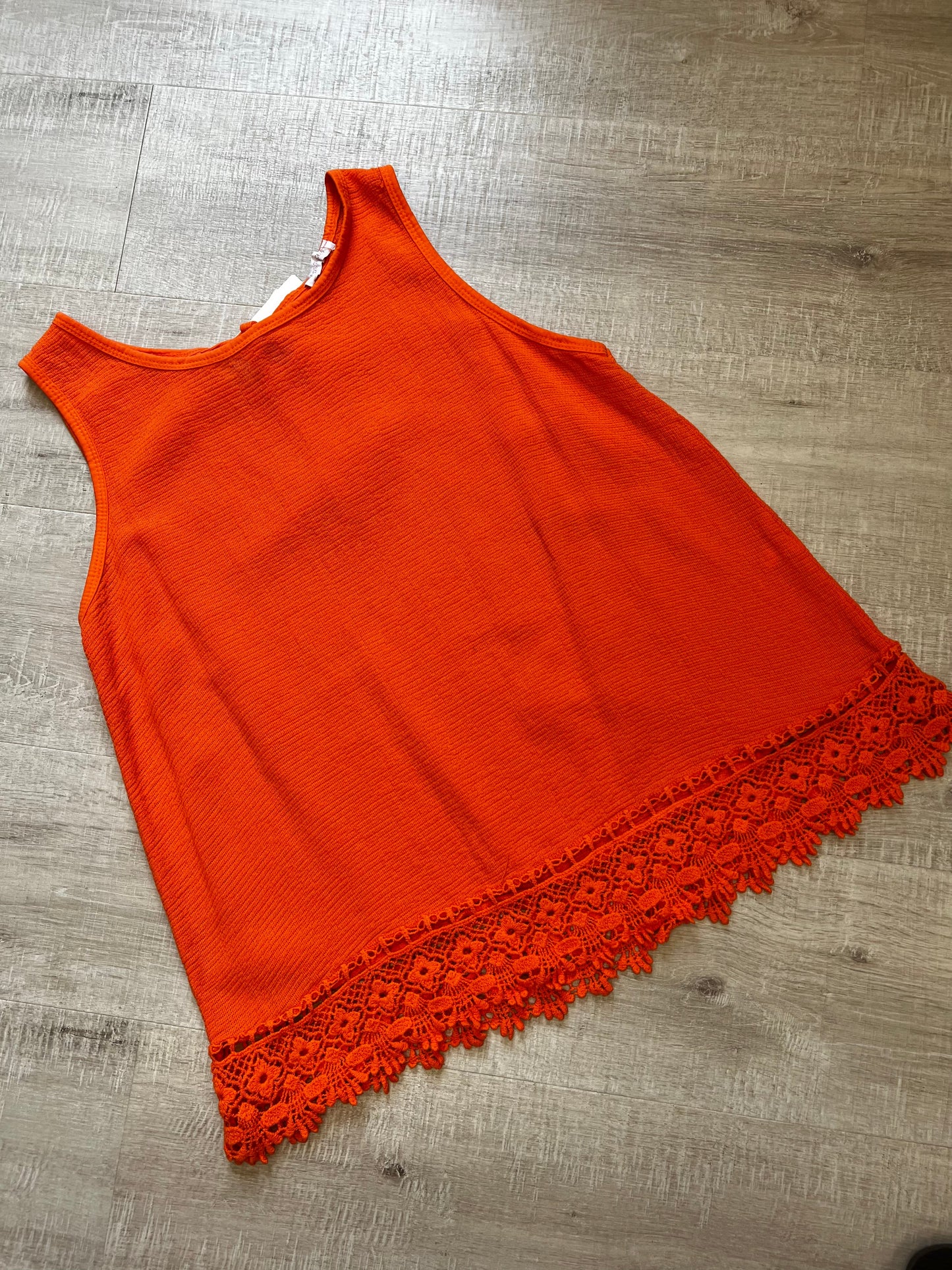 Plus size orange heavy lace trim vest 16-20