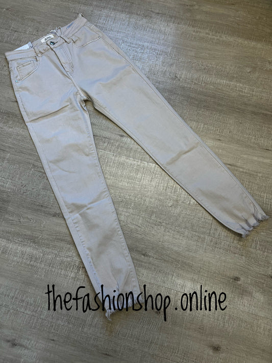 Stone premium ladies fit frayed edge jeans sizes 10-20