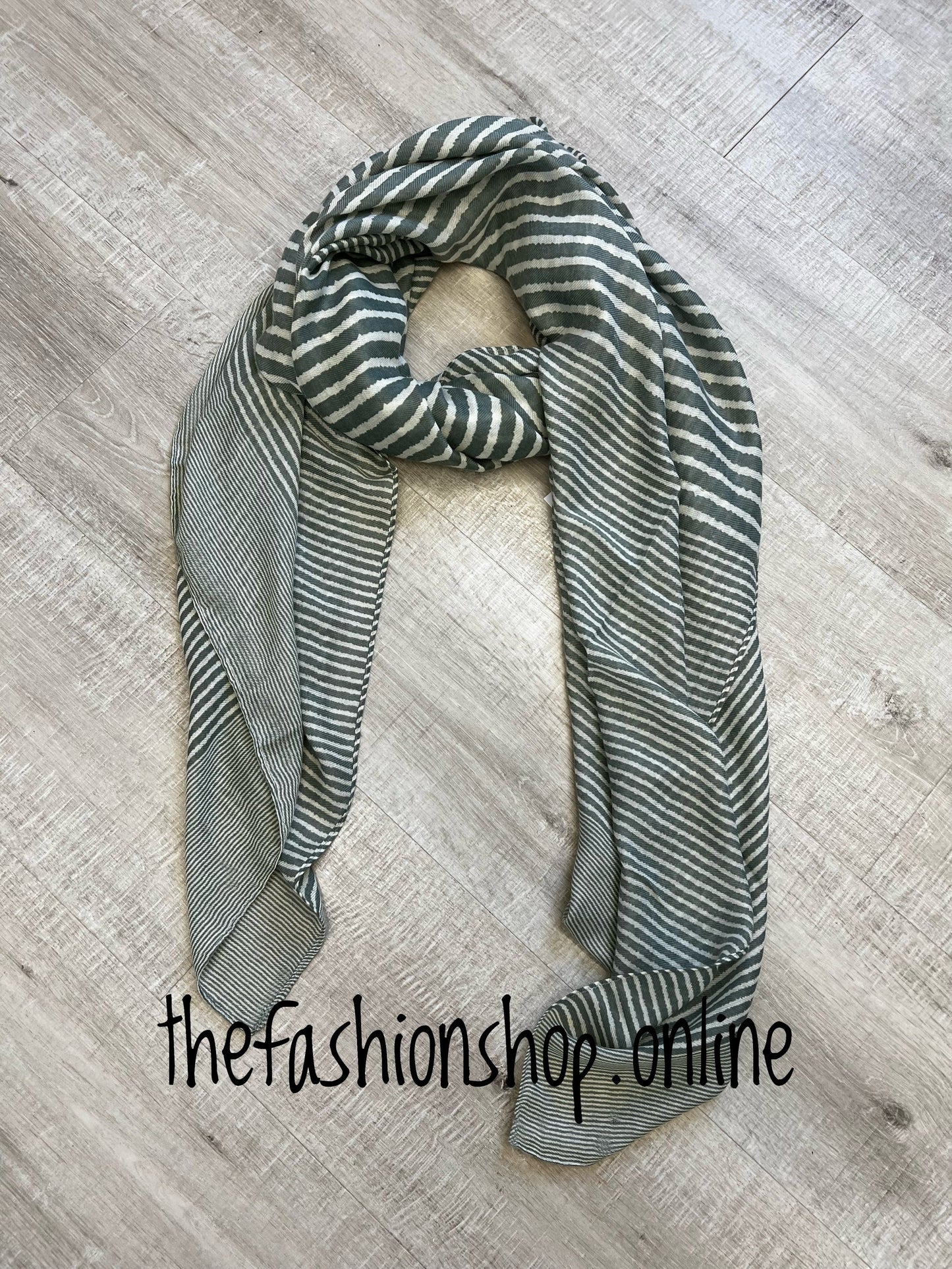 Khaki green cross striped scarf