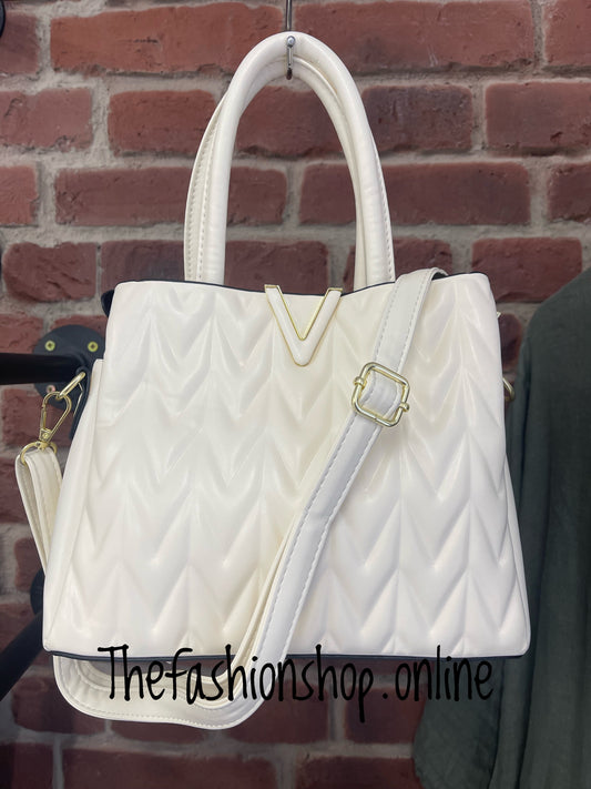 Cream padded chevron bag