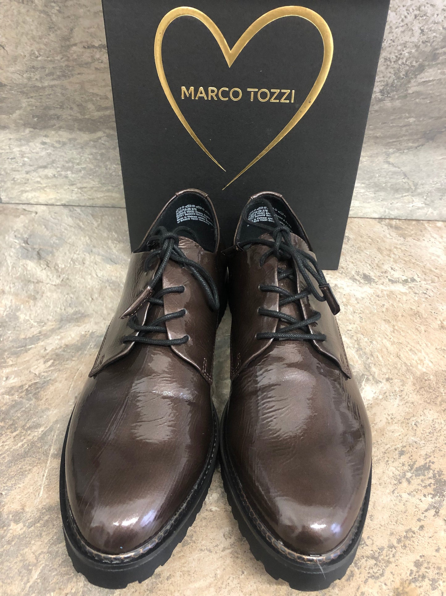 Marco Tozzi pepper patent lace up shoe sizes 4-9