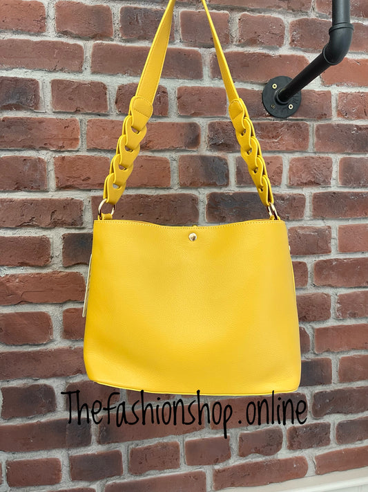 Mustard bag in bag with woven strap