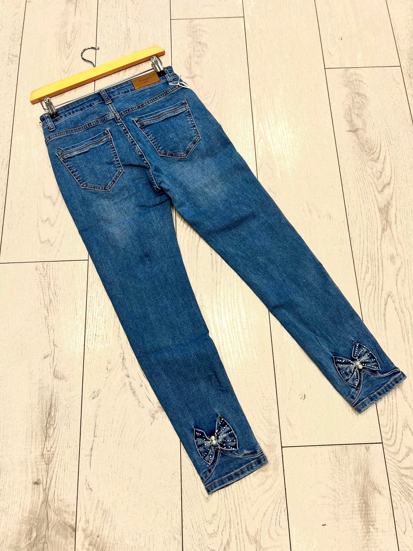 Denim bow back cropped jeans size 6-22