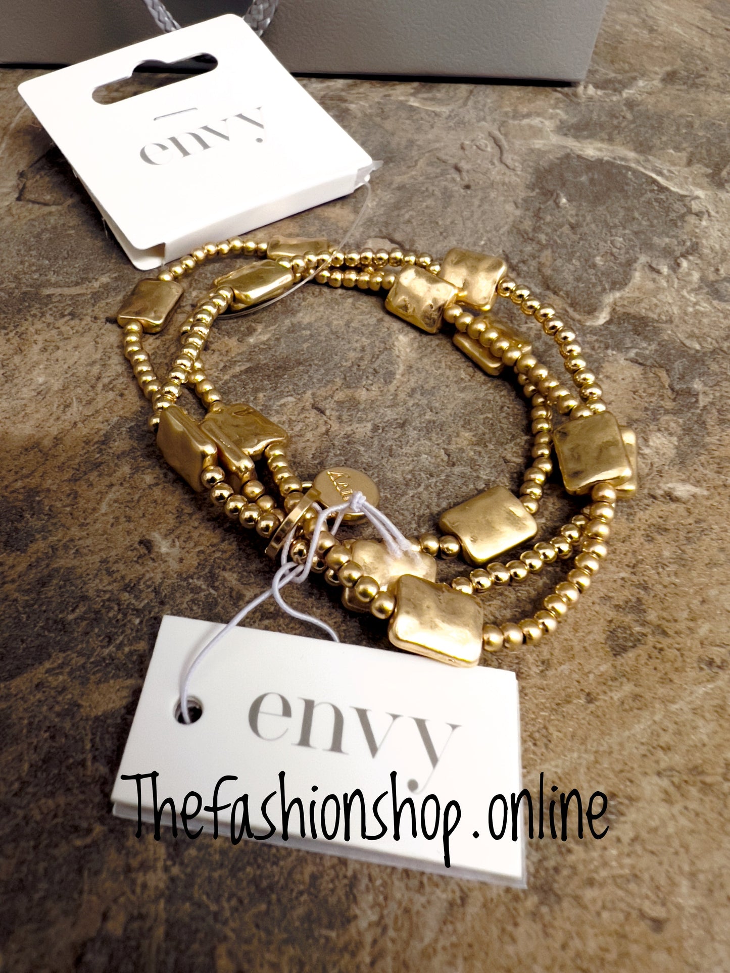 Envy gold square charm bracelet