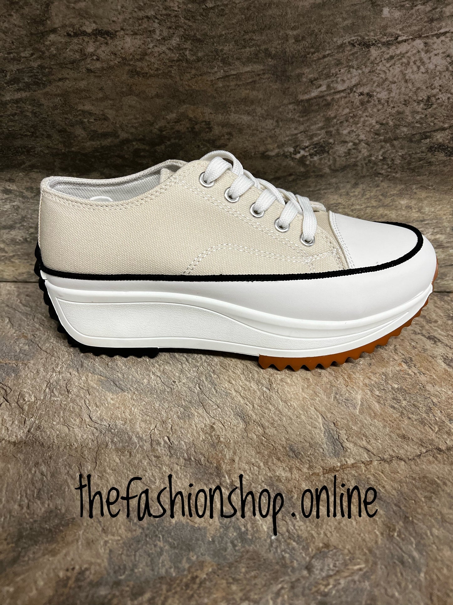 Beige Chunky lace up trainer sizes 3-8