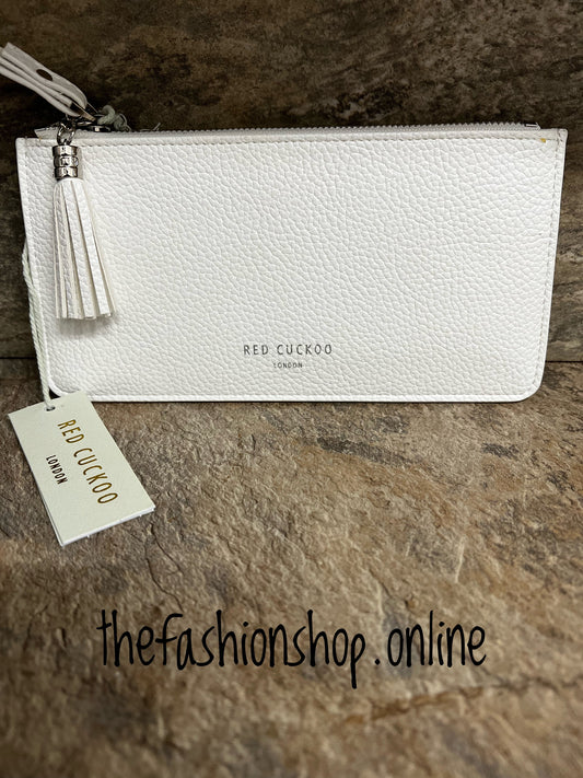 Red Cuckoo white slim purse