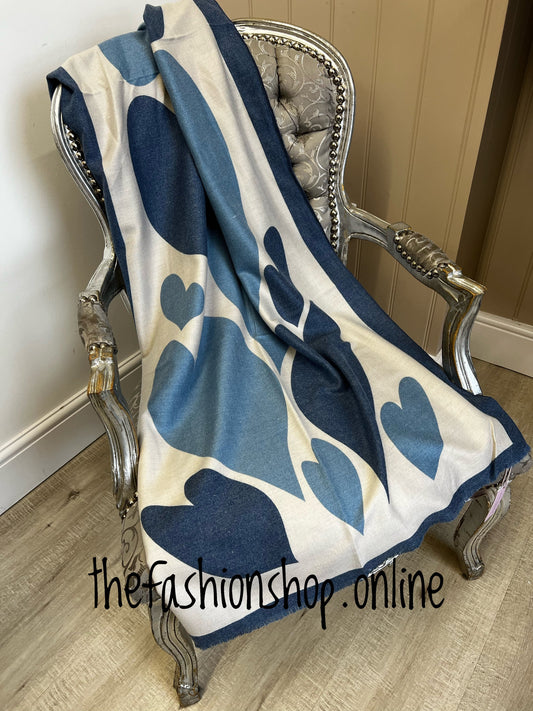 Miss Sparrow denim blue hearts scarf