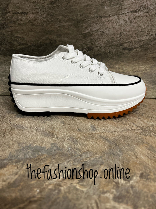 White Chunky lace up trainer sizes 3-8