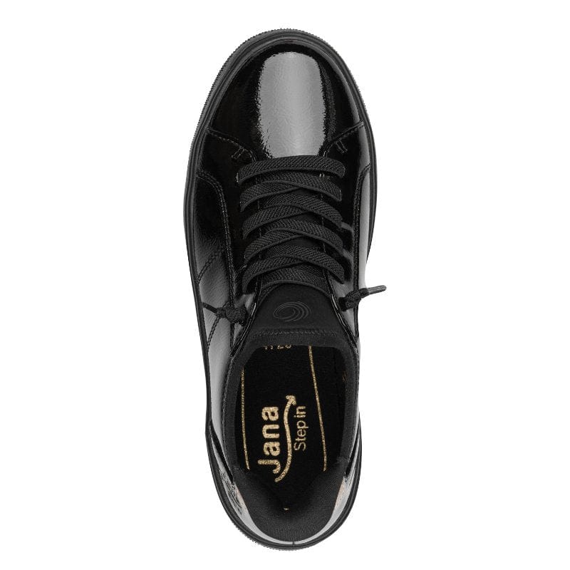 Jana black patent wide fit step in trainers sizes 4-8 (37-42)