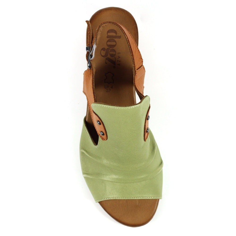 Lazy Dogz Jaden khaki and tan leather sandals sizes 4-8