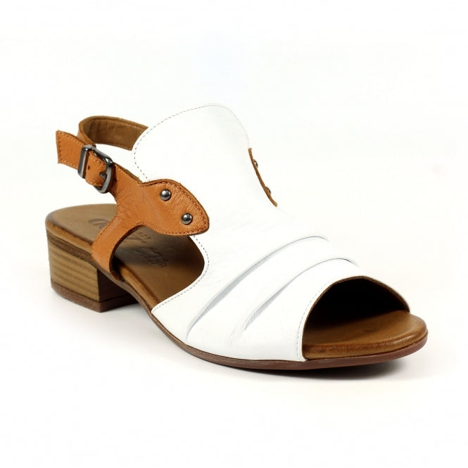 Lunar Jaden white and tan leather sandals sizes 4-8