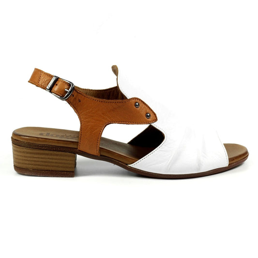 Lunar Jaden white and tan leather sandals sizes 4-8