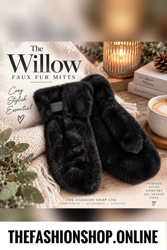 The Willow Faux Fur Mitts in Black