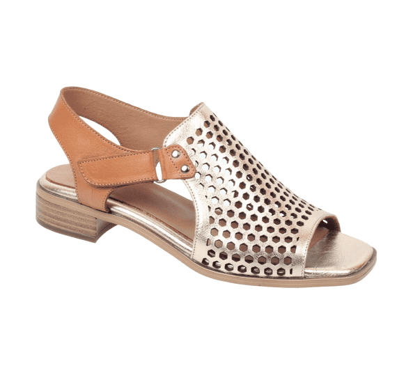 Modella Beatrice gold and tan leather honeycomb sandals sizes 4-8 (37-41)