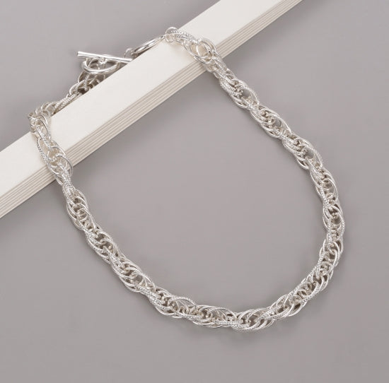 Gracee silver multi chain t bar necklace