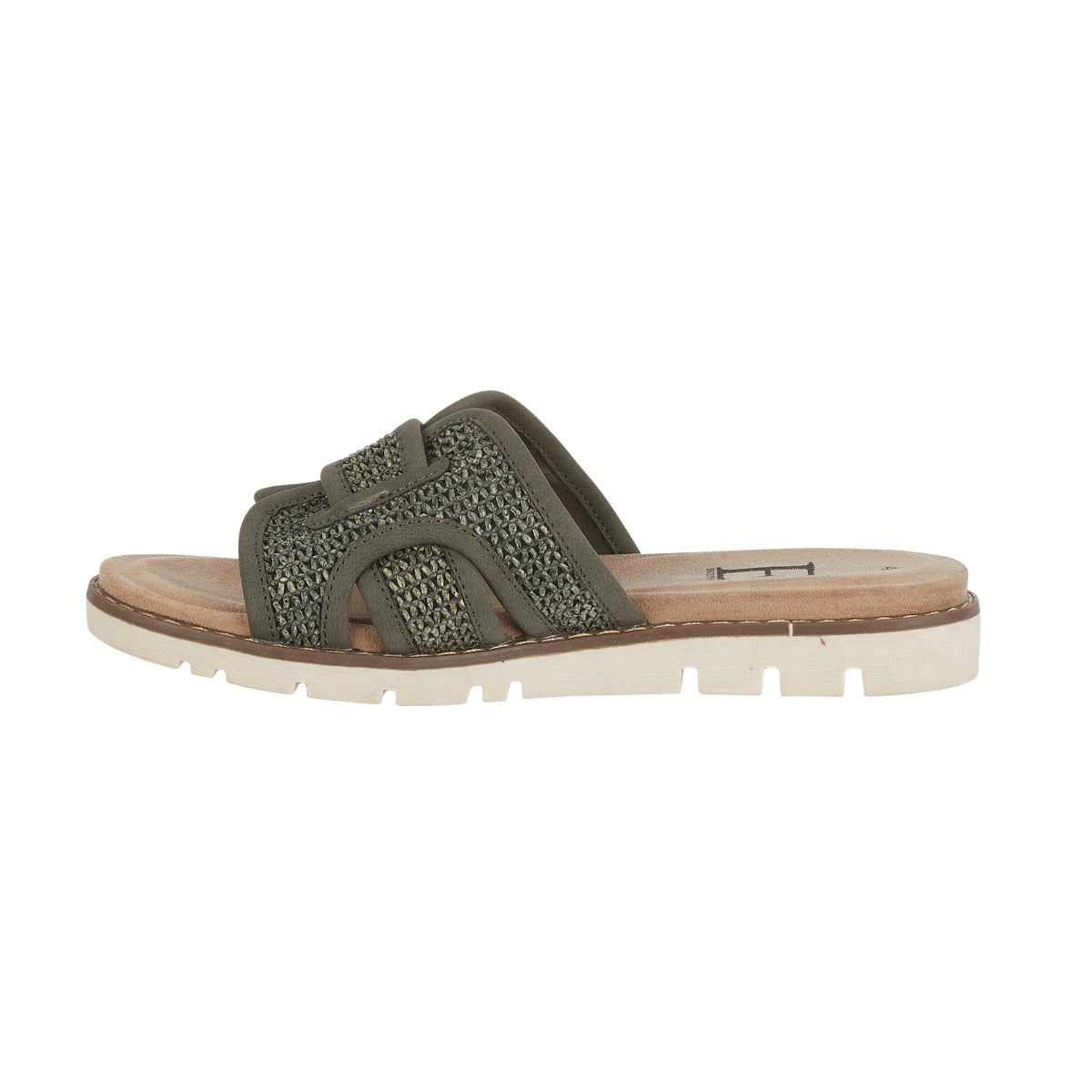 Raphael khaki slip on sandal sizes 4-8 (37-41)