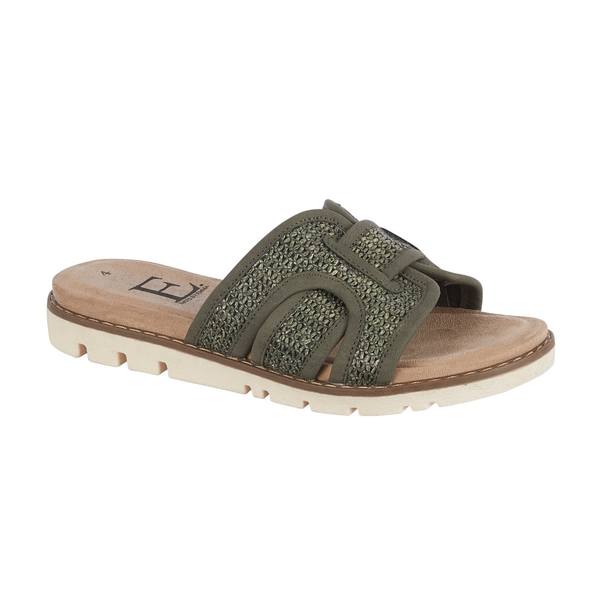 Raphael khaki slip on sandal sizes 4-8 (37-41)