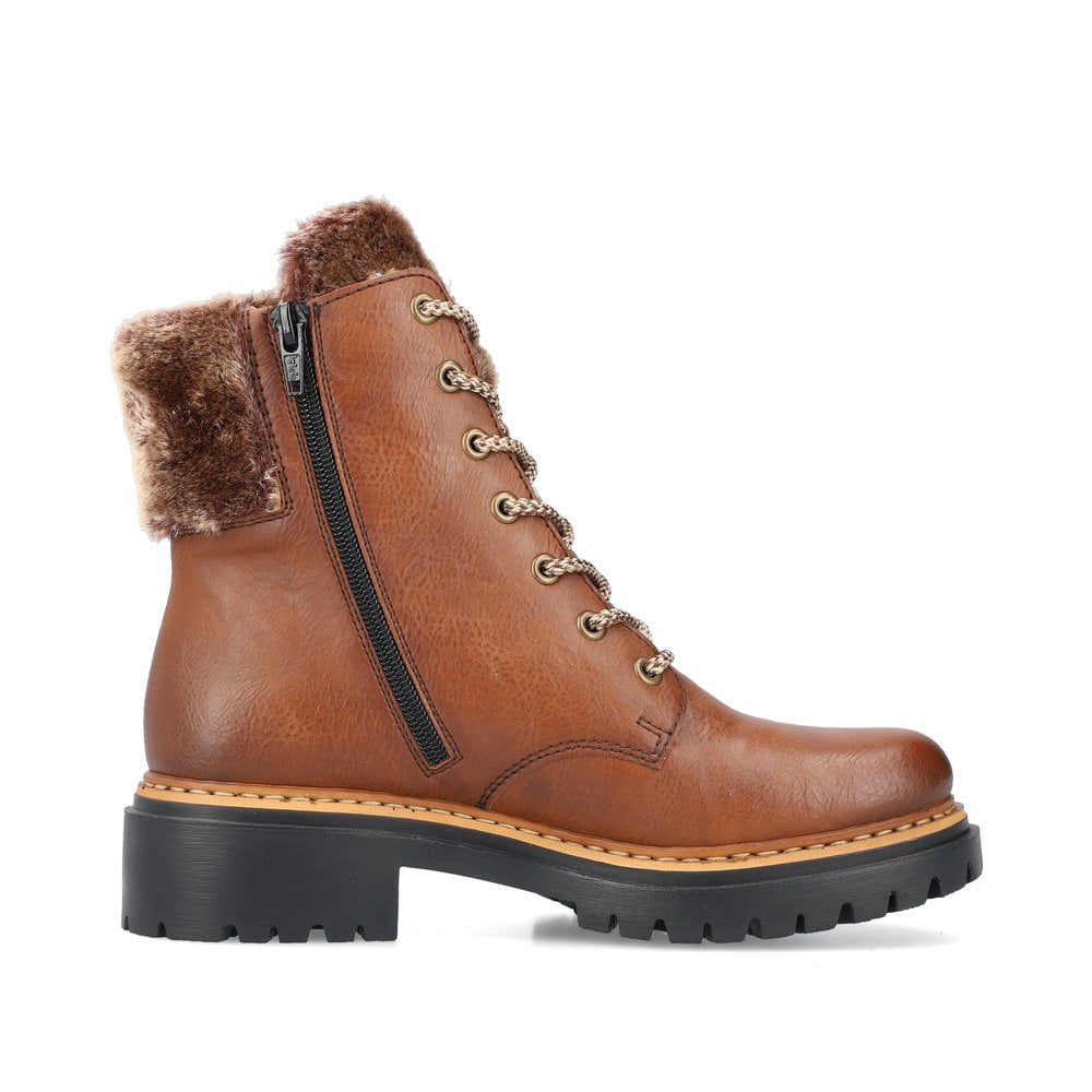 Rieker tan fleece trimmed lace up ankle boots sizes 4-8