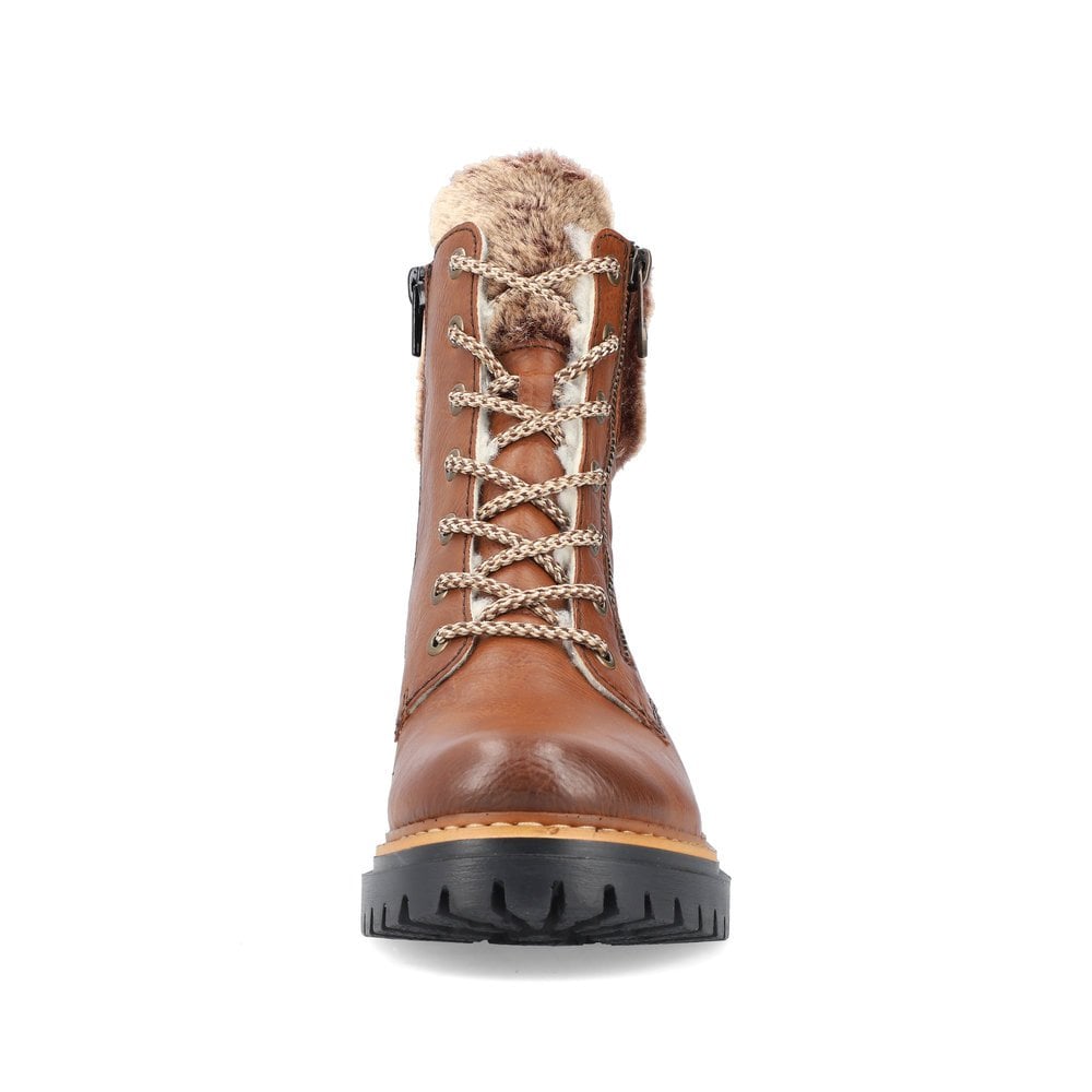 Rieker tan fleece trimmed lace up ankle boots sizes 4-8