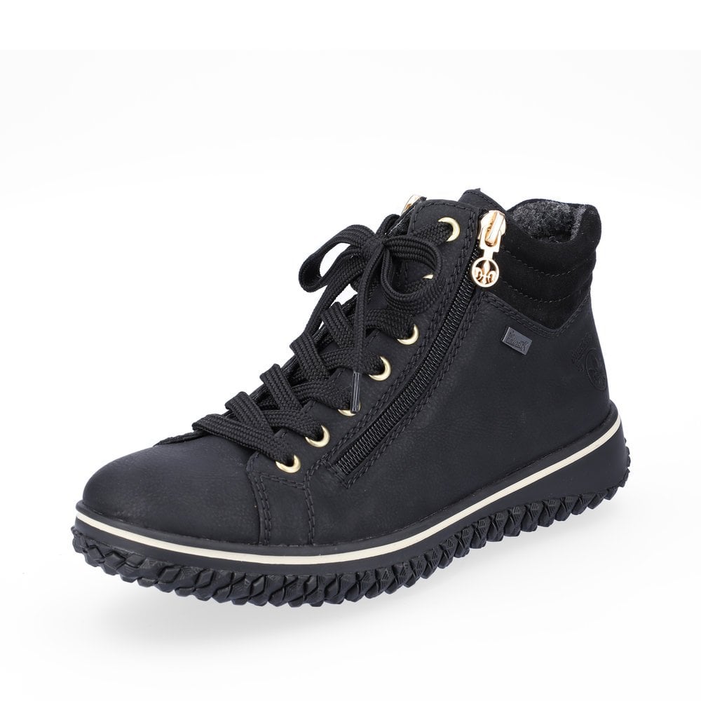 Rieker black lace up ankle boot with zips sizes 4-8