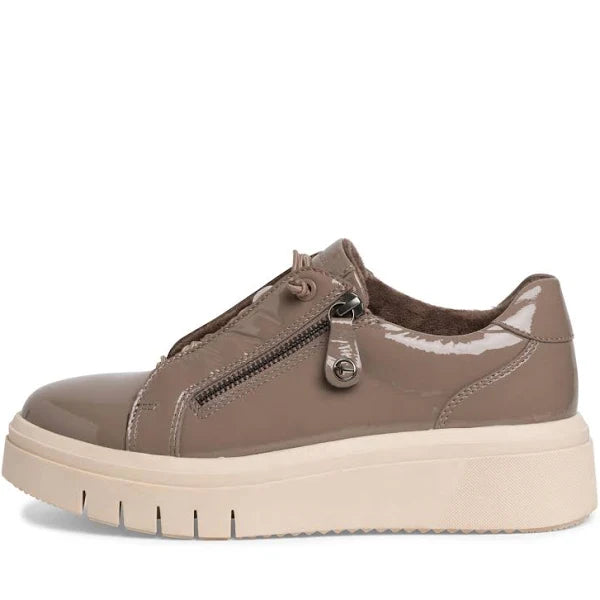 Tamaris leather taupe patent comfort trainers sizes 4-9