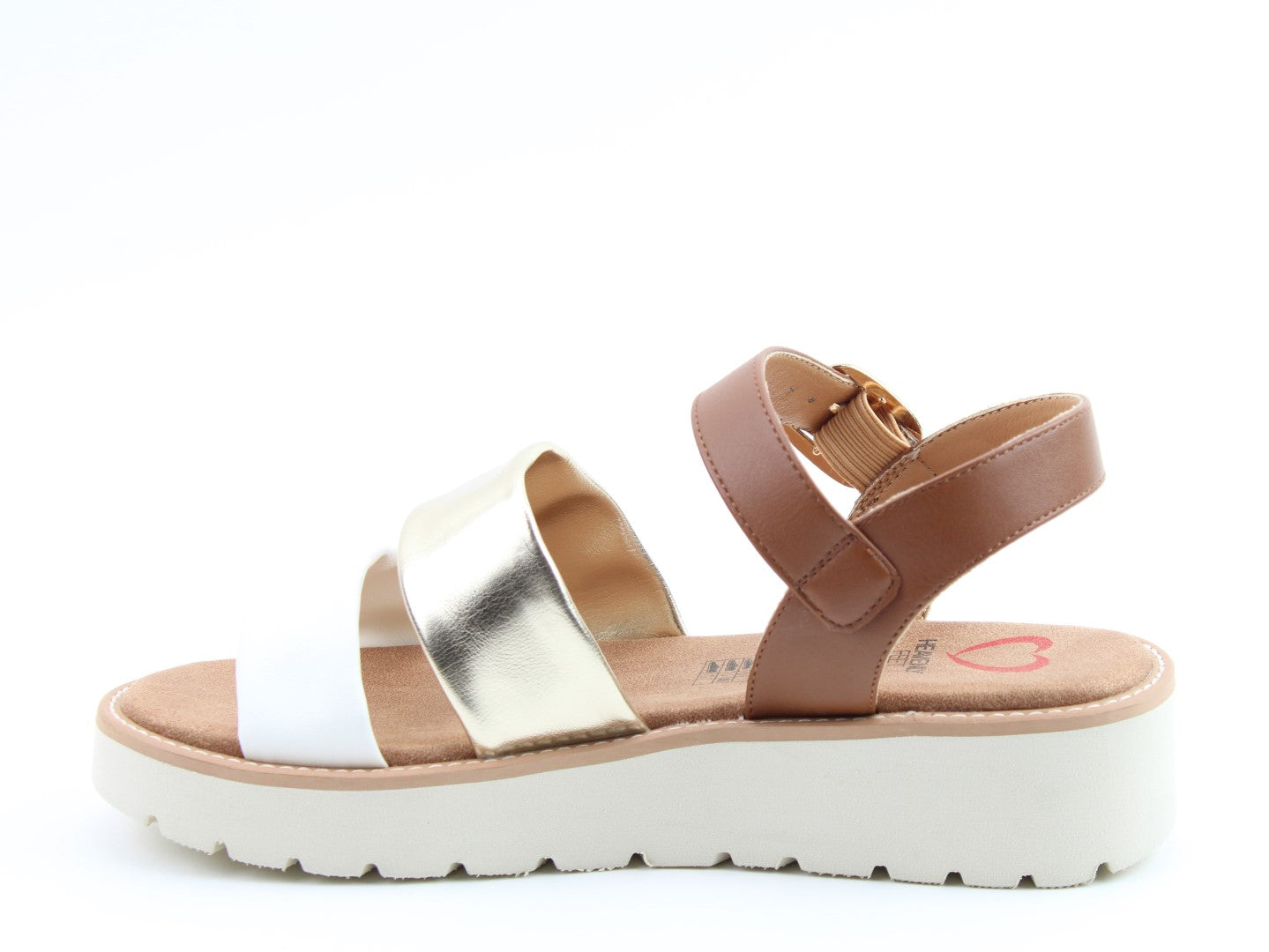 Heavenly Feet Fleur tan, gold and white sandals sizes 4-8 (37-42)