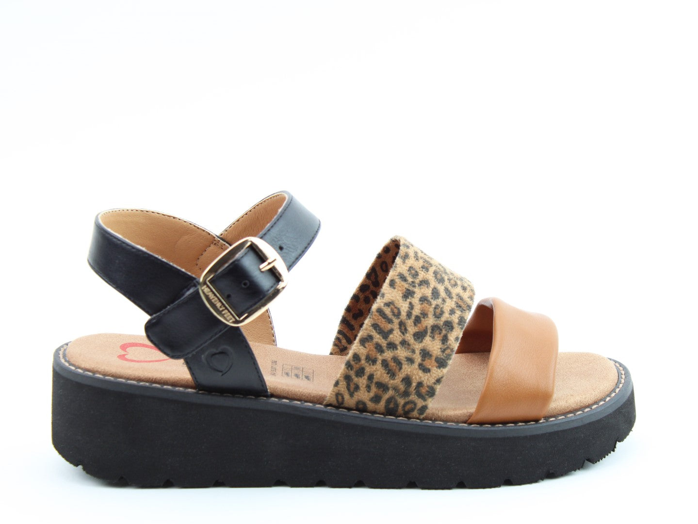 Heavenly Feet Fleur black, leopard and tan sandals sizes 4-8 (37-42)