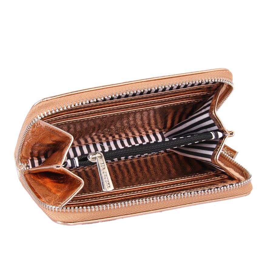 Red Cuckoo rose gold patterned purse