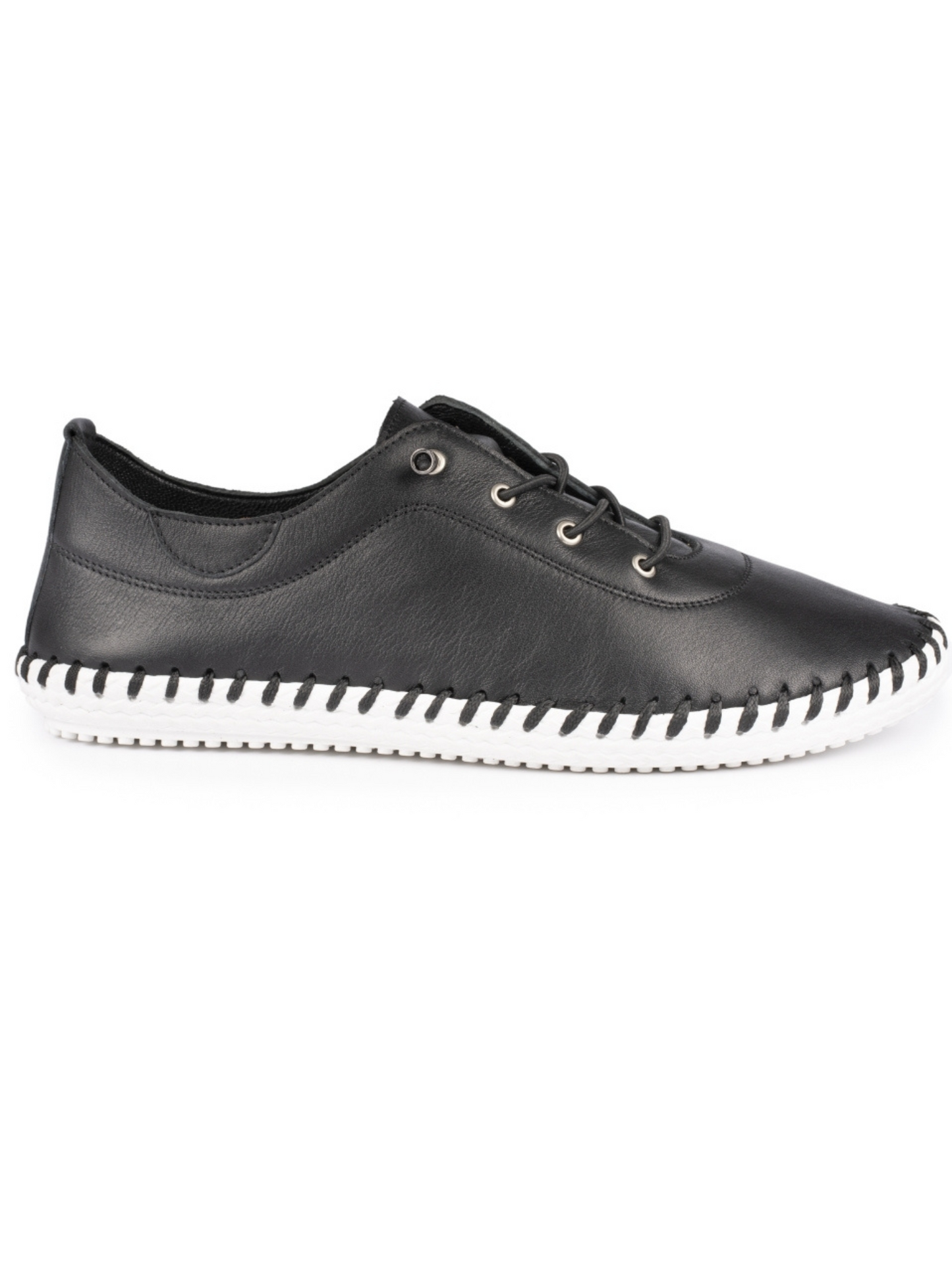 Black Lunar St Ives leather plimsoll 3-8