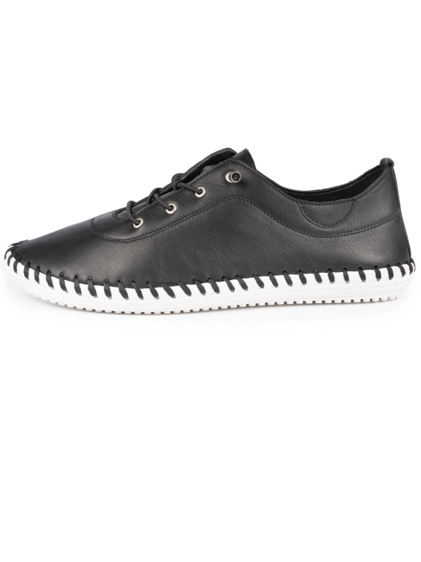 Black Lunar St Ives leather plimsoll 3-8