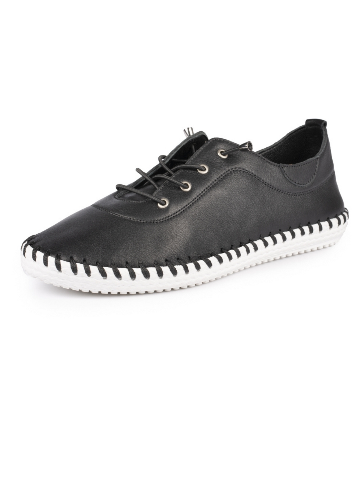 Black Lunar St Ives leather plimsoll 3-8