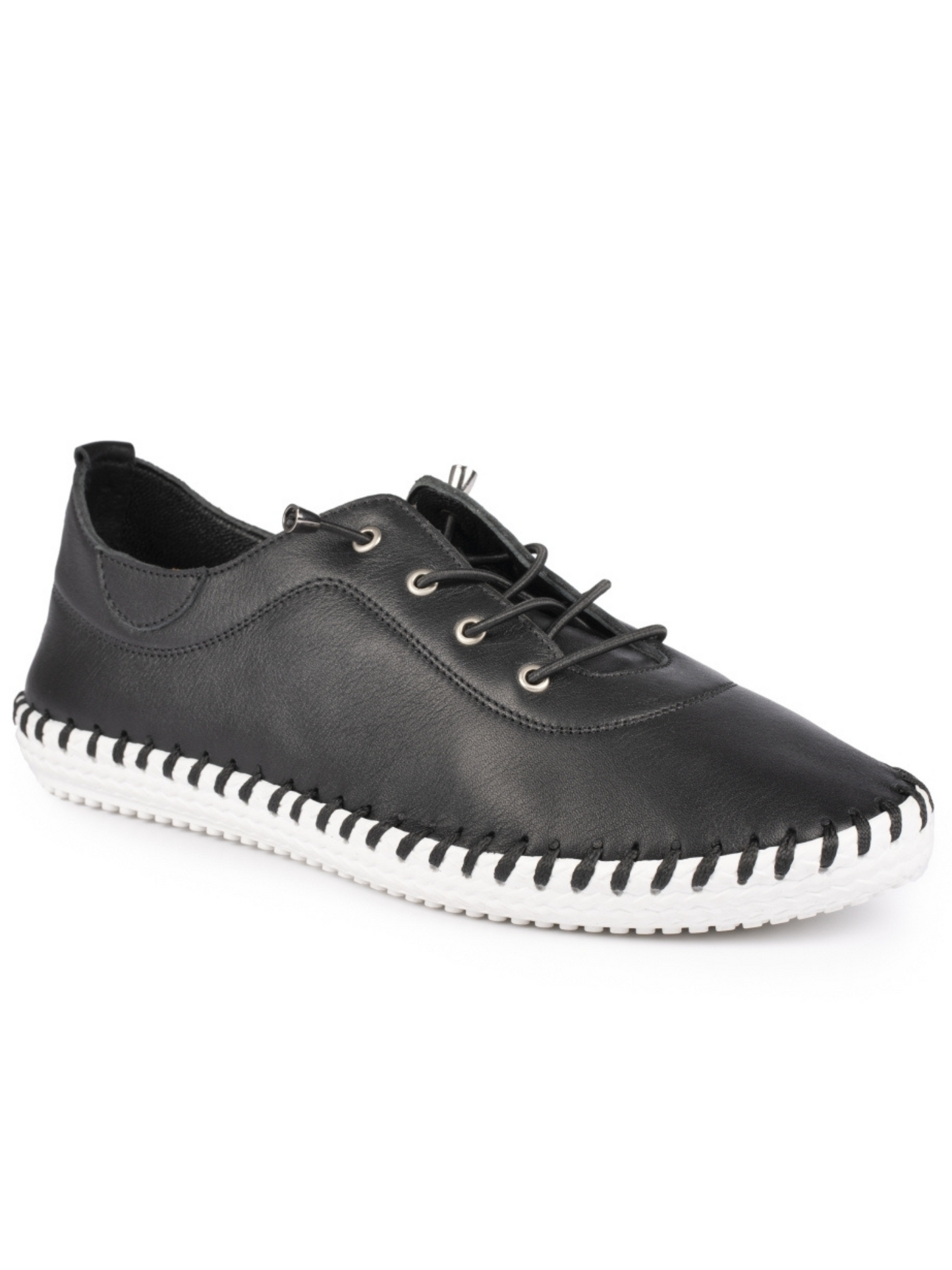 Black Lunar St Ives leather plimsoll 3-8