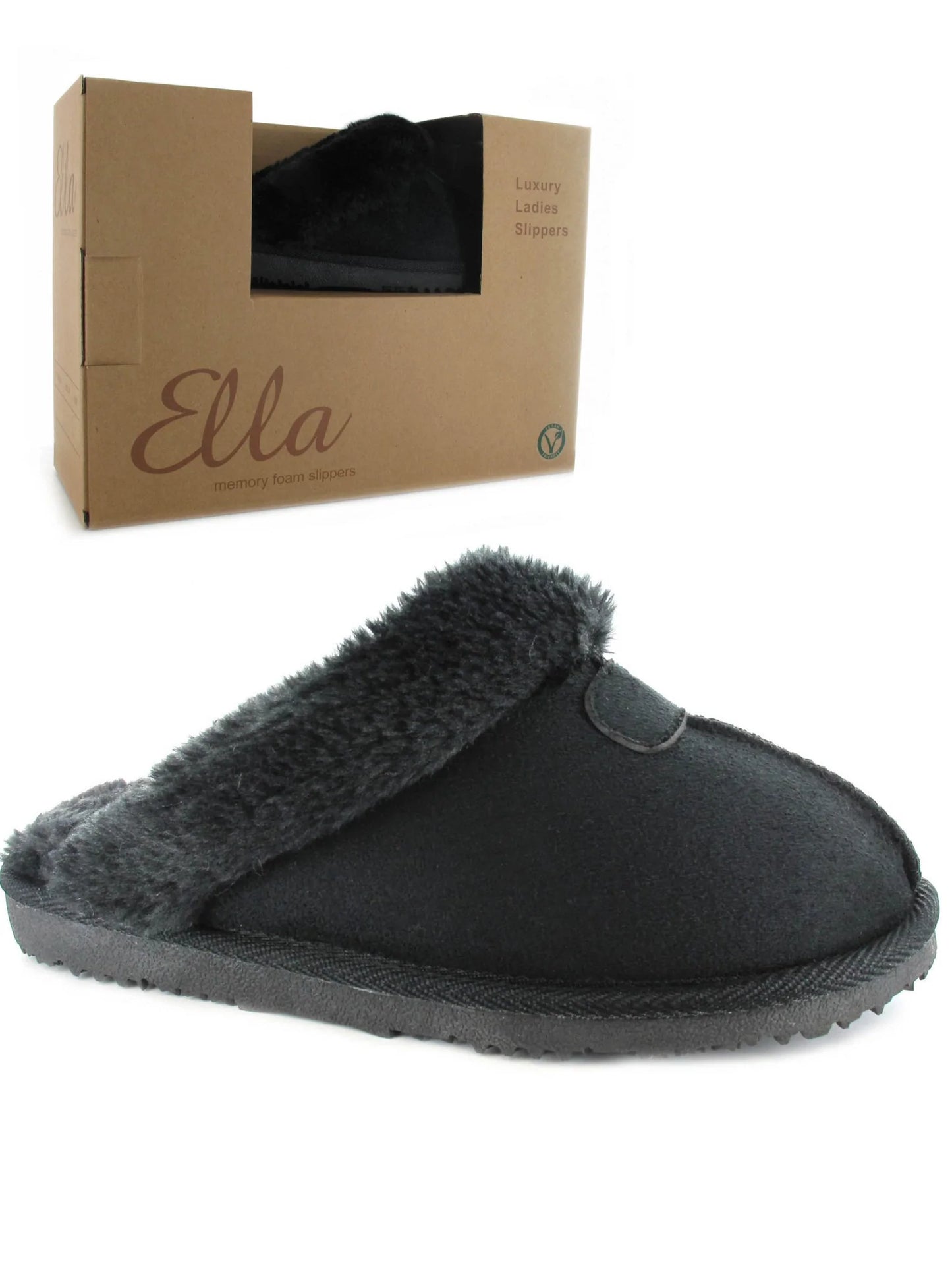 Black Ella Jill mock suede slippers 3-8