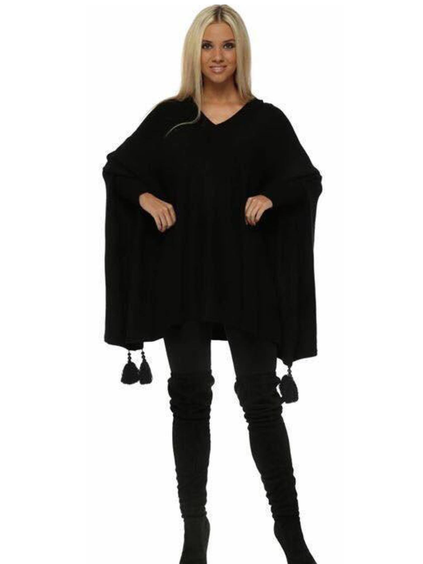 Black poncho with sleeves 12-26